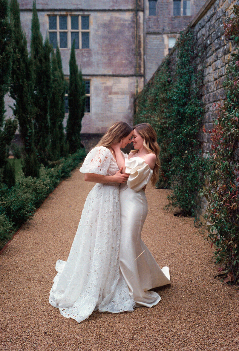 Analogue couple portrait at Elmore Court