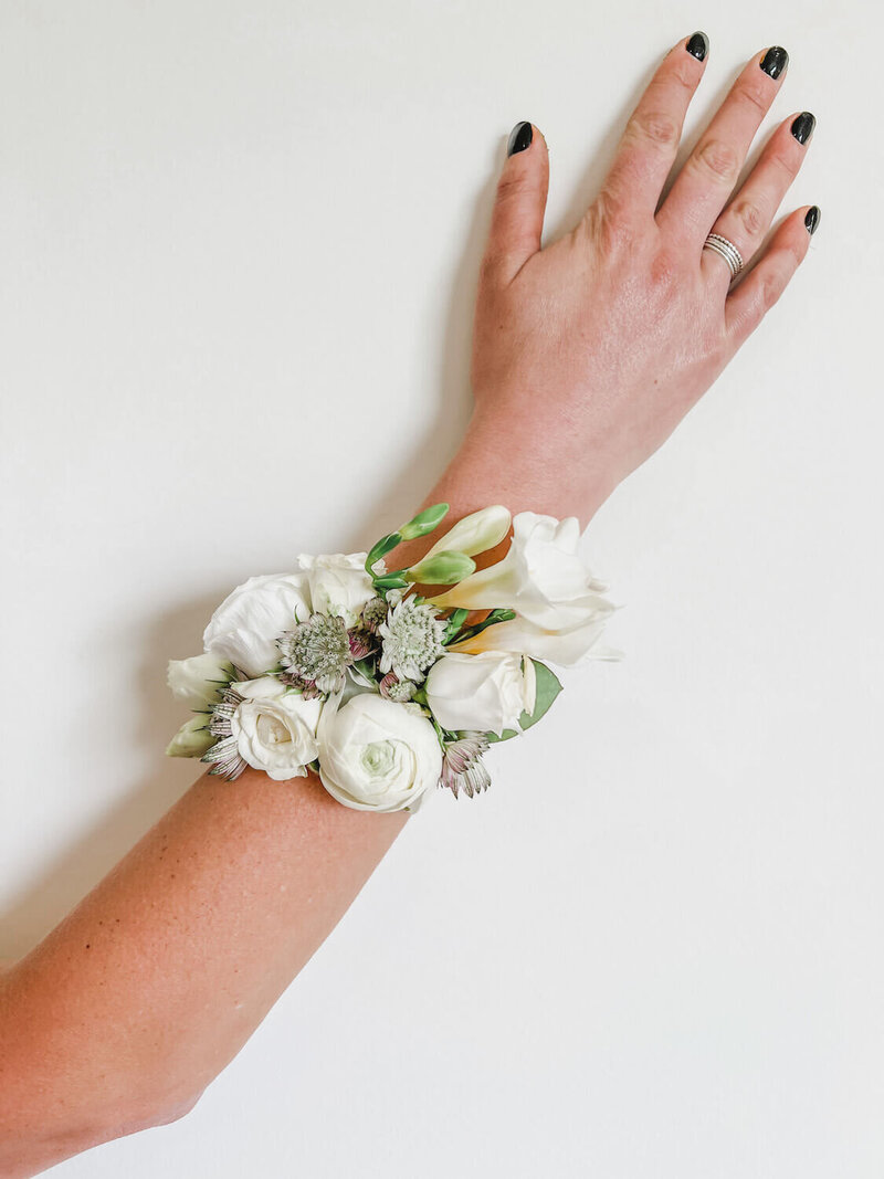 corsage with white flowers