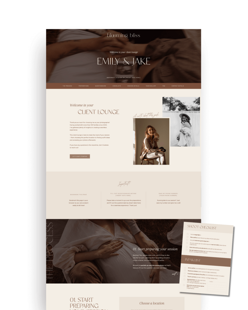 Showit Client Lounge Templates for Photographers 5