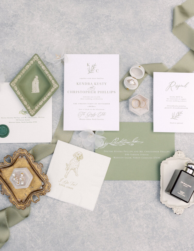November wedding at Graylyn Estate, designed and planned by Charming Carolina — elegant invitation suite styled with fall-inspired accents for the couple’s wedding day.