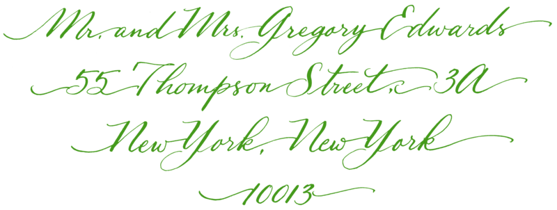 Running Script Calligraphy Style- Kelly Green