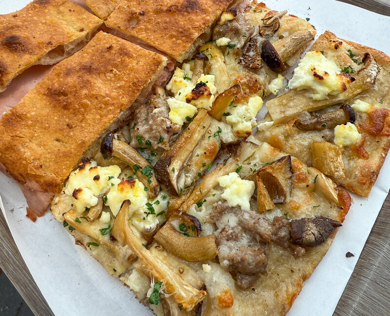 Pizza by the slice at Ruver in Rome, Italy