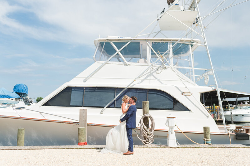 Point Pleasant Bridal Portrait in front of yacht