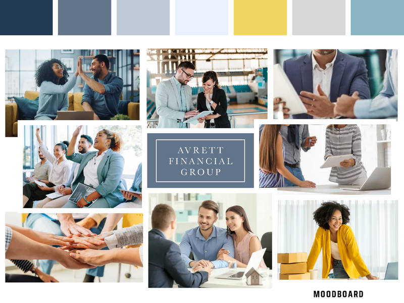 Collage of images for a Financial business