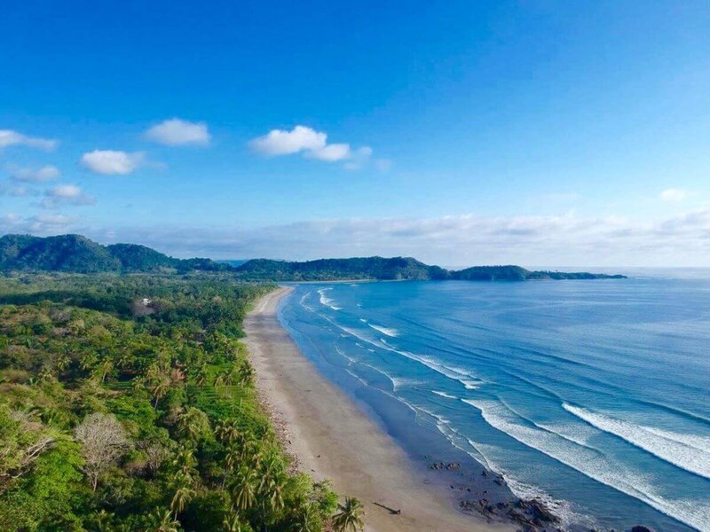 Unspoiled Playa Coyote beach at Salvatierra eco-resort for yoga instructor training in Costa Rica