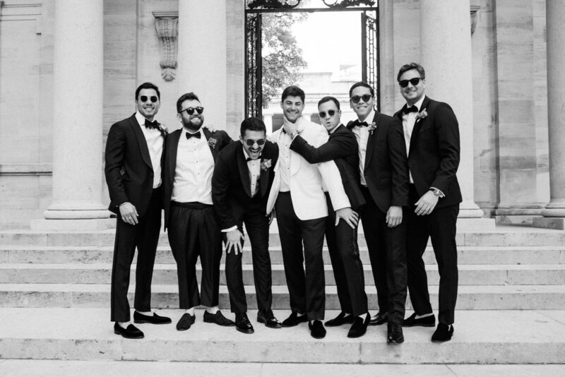 Groomsman portrait at Rodin Museum in Philadelphia