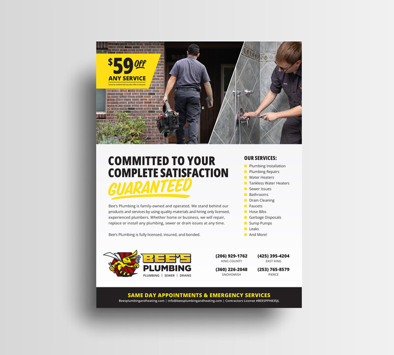 Bees Plumbing | Flyer | Graphic Designer | Van Curen Creative