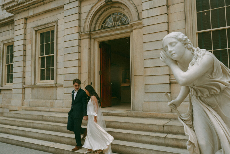 bride and groom at their met during NYC elopements shot by Elsie Goodman Photography | NYC Elopement Packages