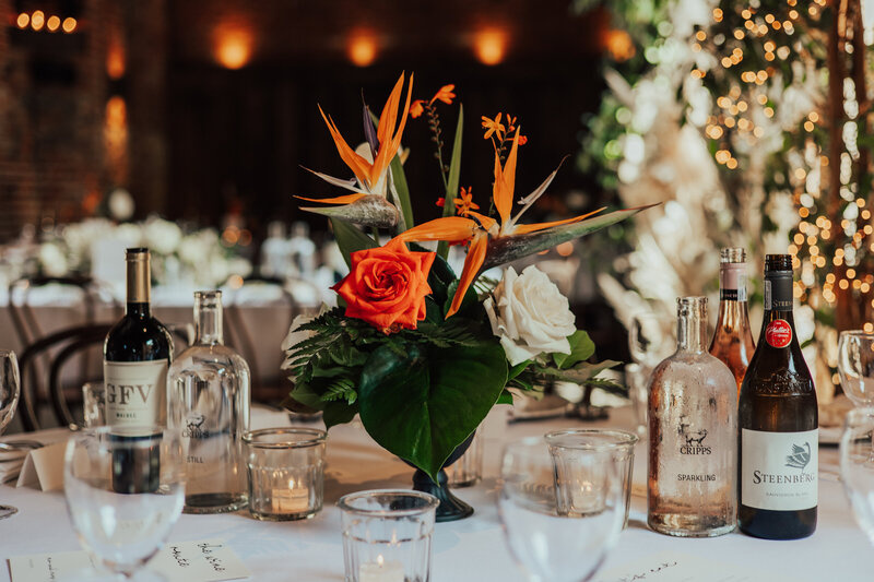exotic floral wedding table arrangement