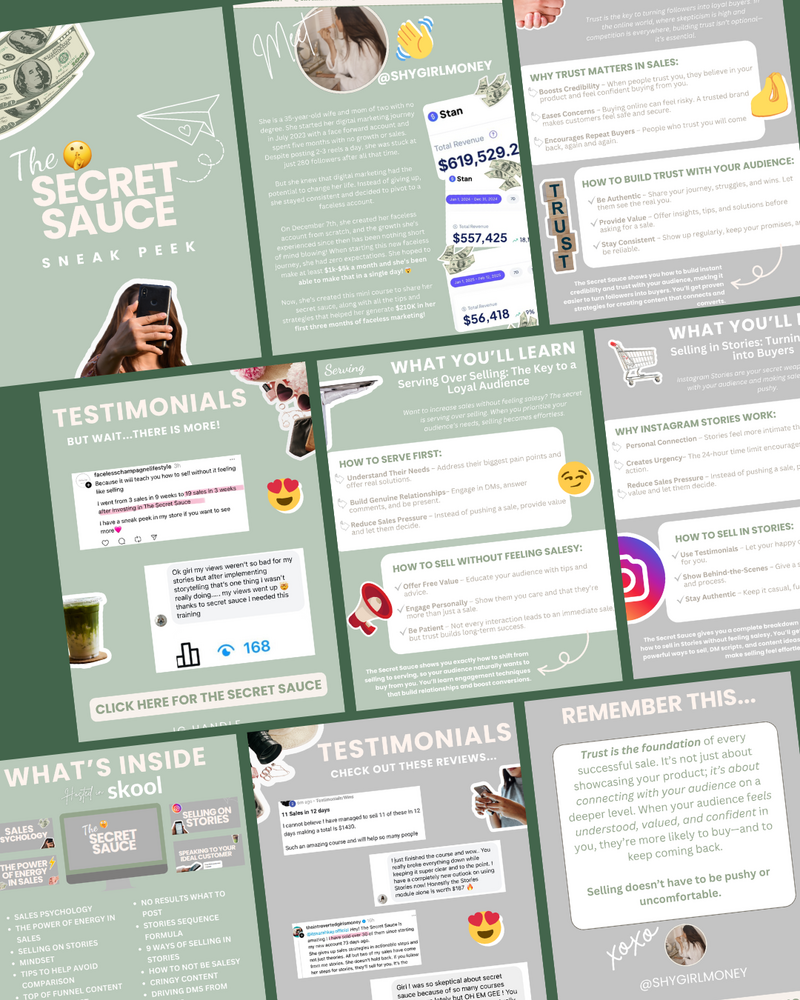 Sneak Peek Guide for The Secret Sauce, Shy Girl Money