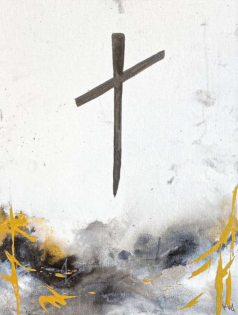 Kristi Mann | Black and gold cross painting