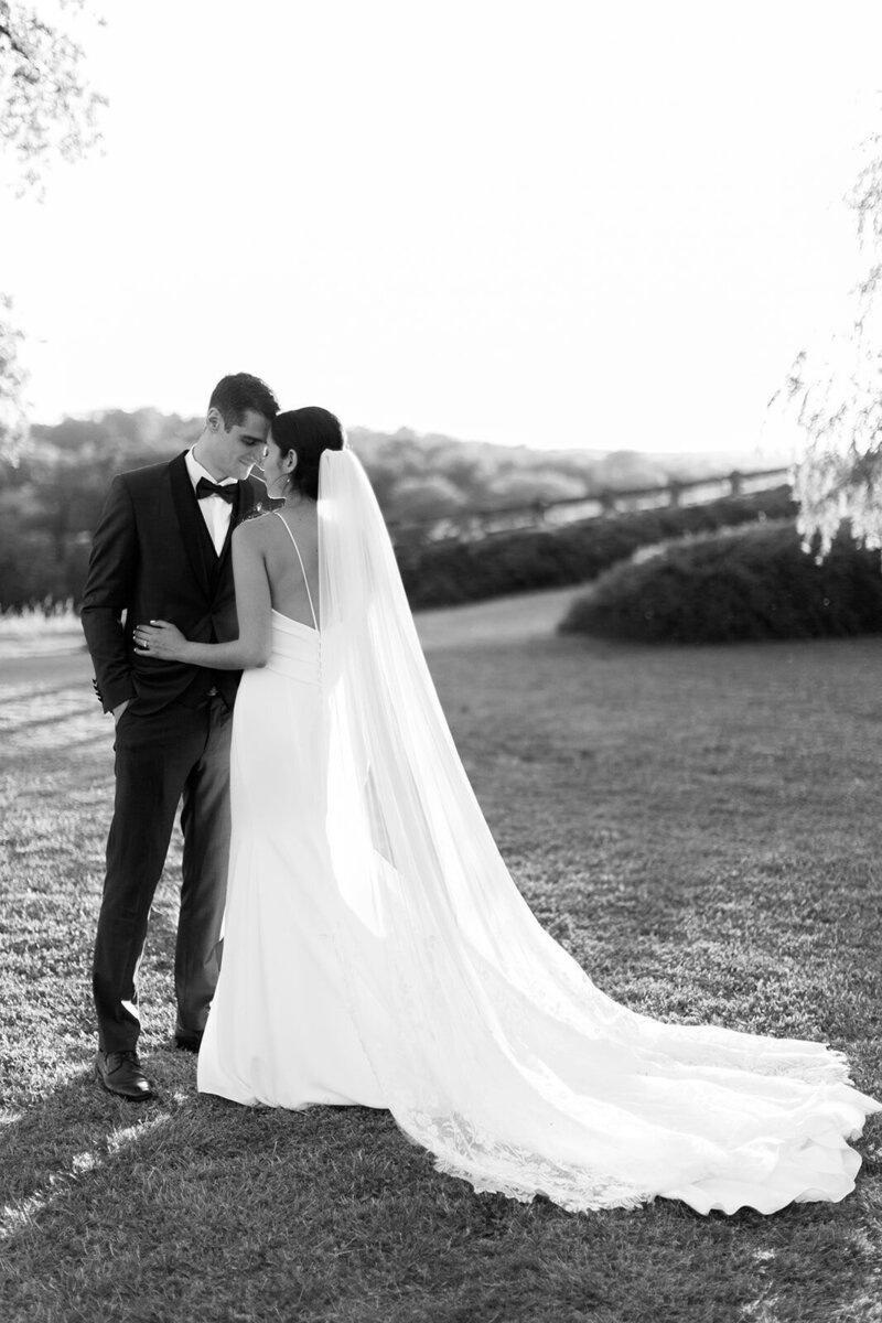 bride and groom kissing