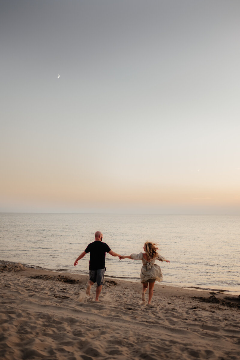 Summer engagement at the beach in Michigan