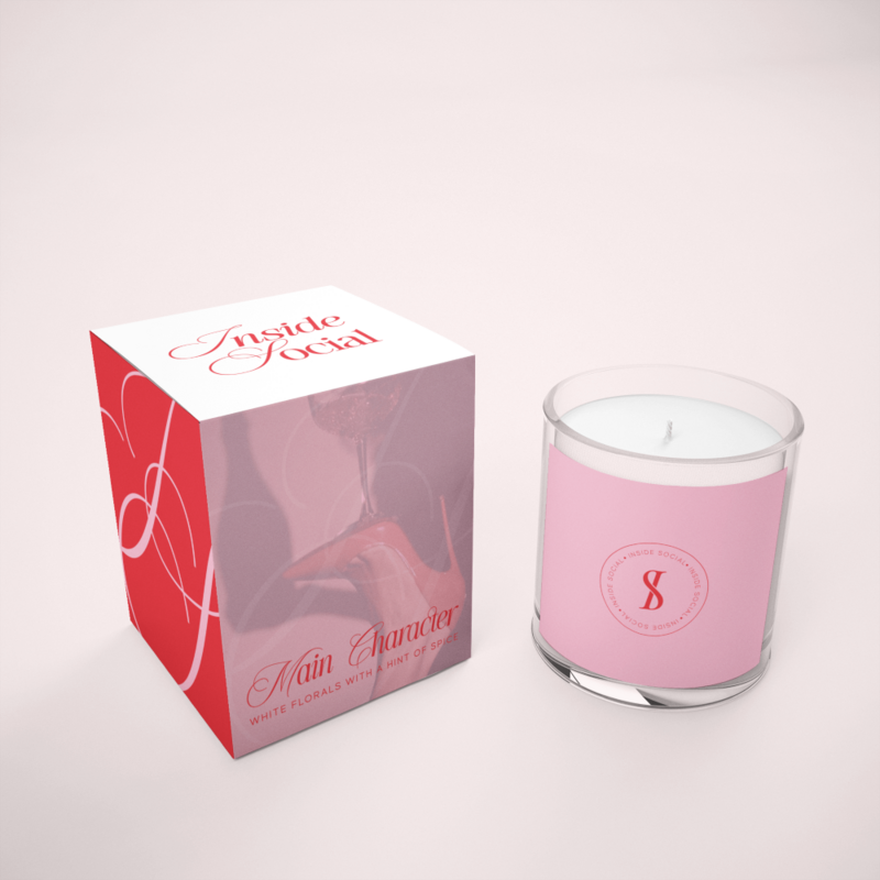 Candle and packaging mockup for Inside Social branding created by Leithal and Co