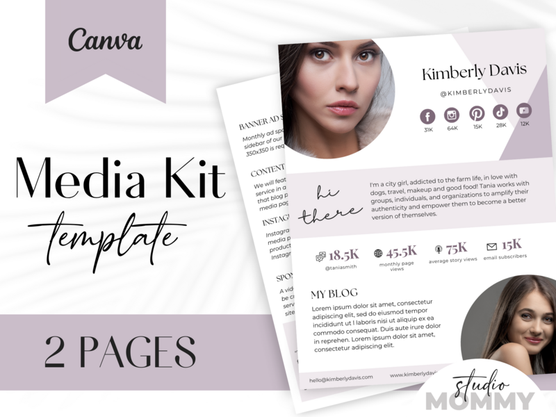 Media Kit Influencer, Media Kit Canva, Media Kit TikTok, Media Kit Content Creator, Rate Sheet, Rate Card - Studio Mommy