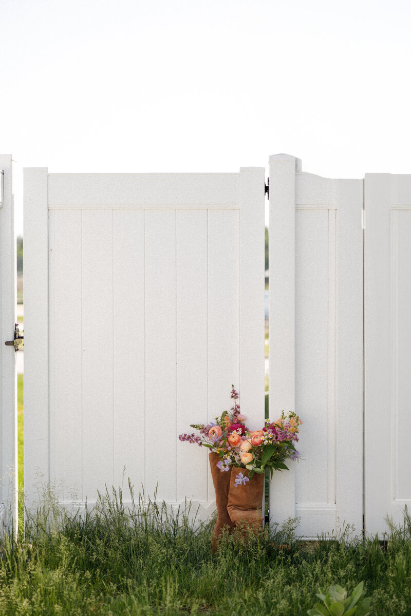 Couple after their first look on their wedding day in a garden venue