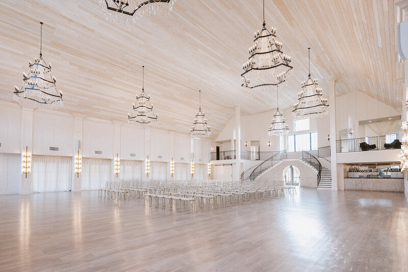Ballroom with huge crystal chandeliers