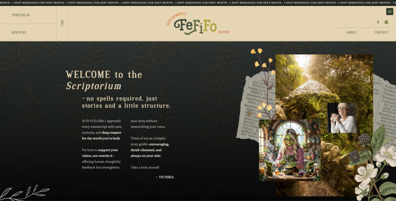 Home screen shot of desktop website for indie editor
