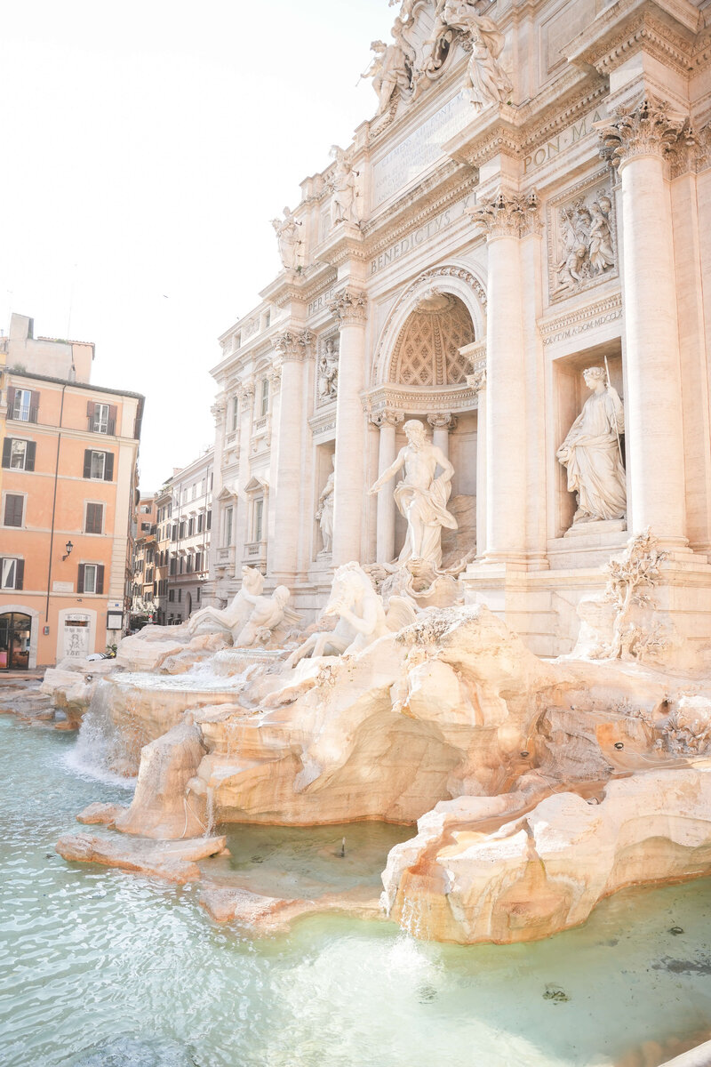 Destination wedding visit to the Trevi Fountain in Rome Italy