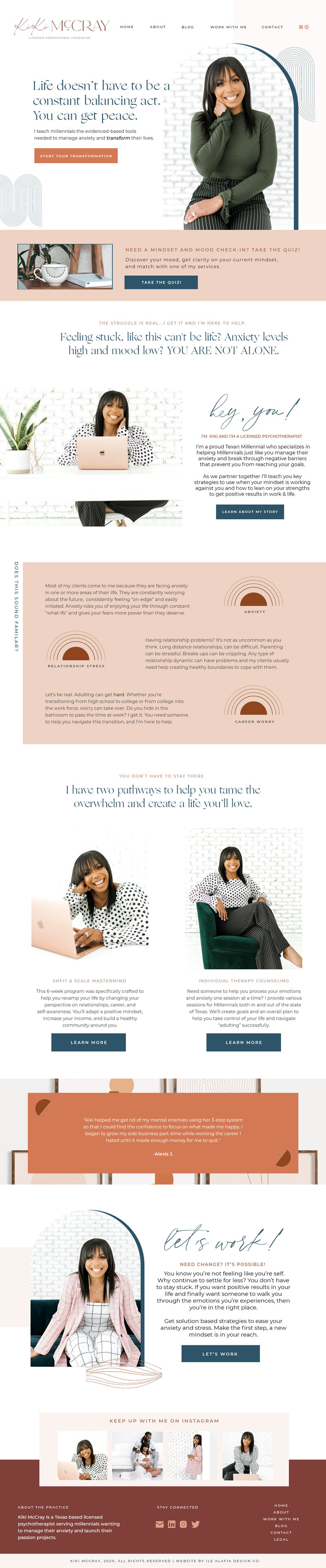mockup of a showit website design for a therapist
