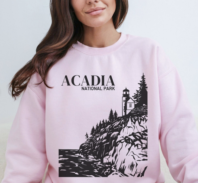 Acadia National Park Sweatshirt- Light Pink
