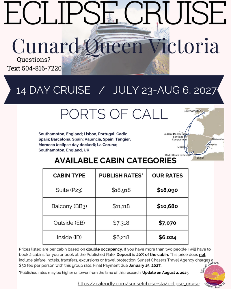 2027 Cunard Queen Victoria eclipse cruise 14 day