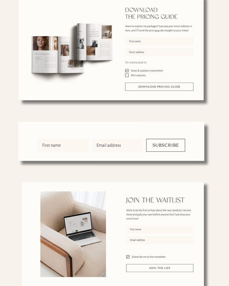 Minimal Flodesk opt-in forms Wabi Sabi 1