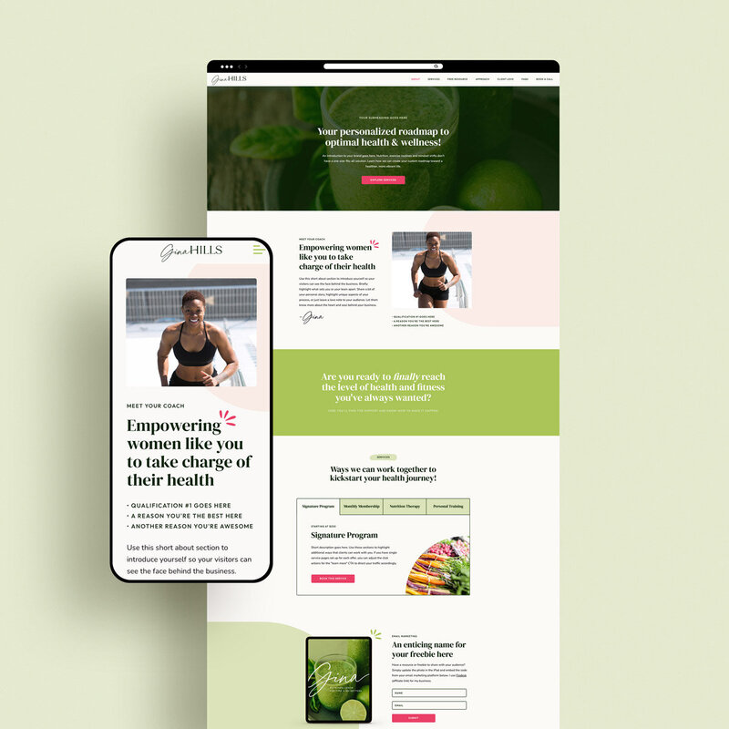 one-page website design for coach