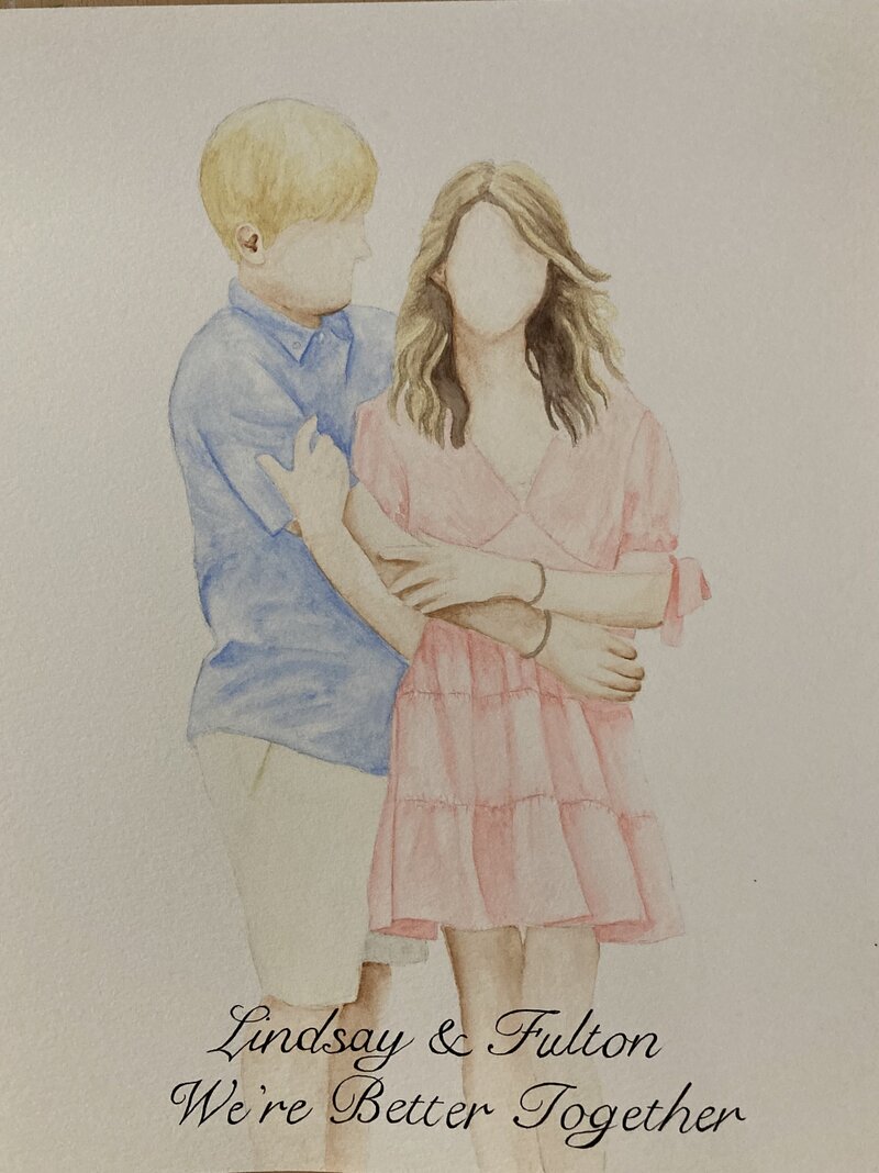 Watercolor portrait engagement
