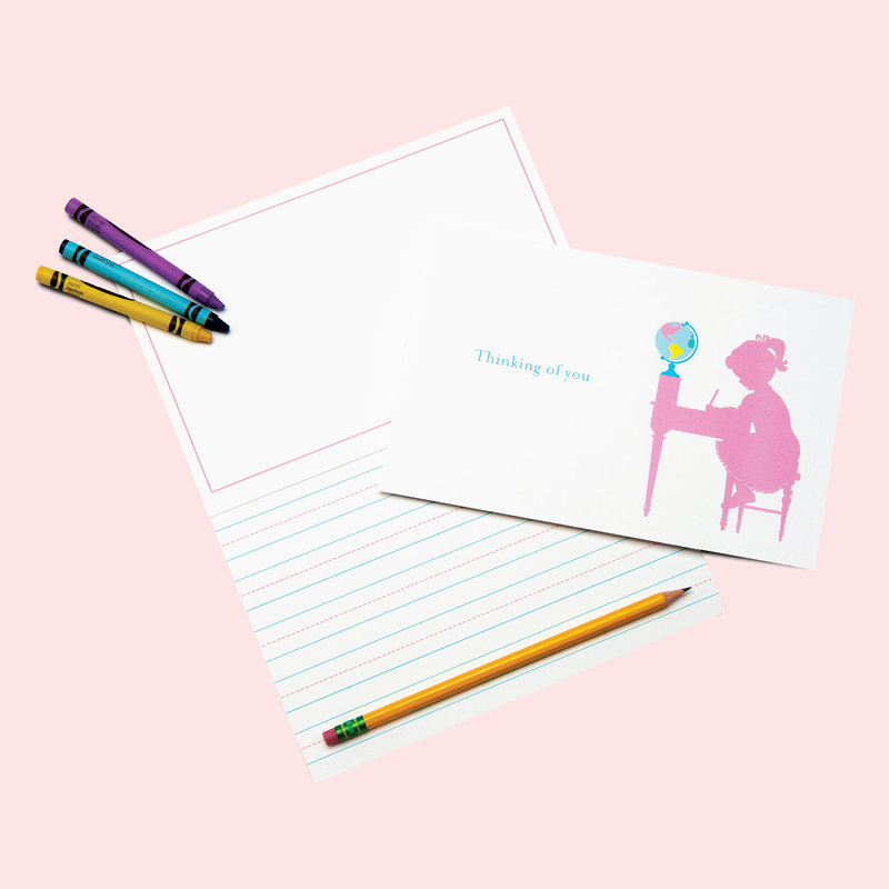 Coral and Blue Stationery for Kids Thinking of You Card for little girls
