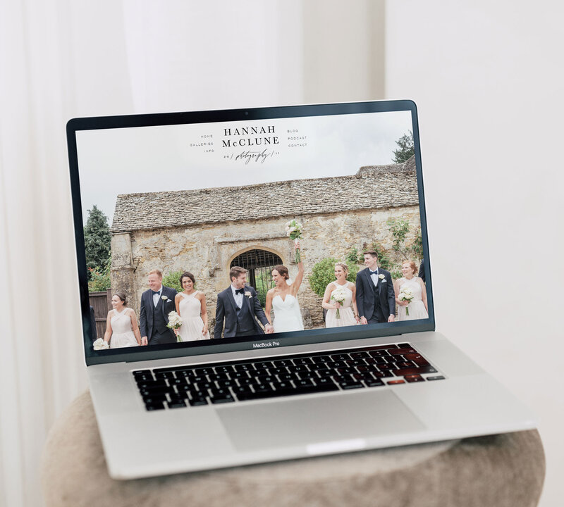 Laptop showing Hannah McClune luxury wedding photography website