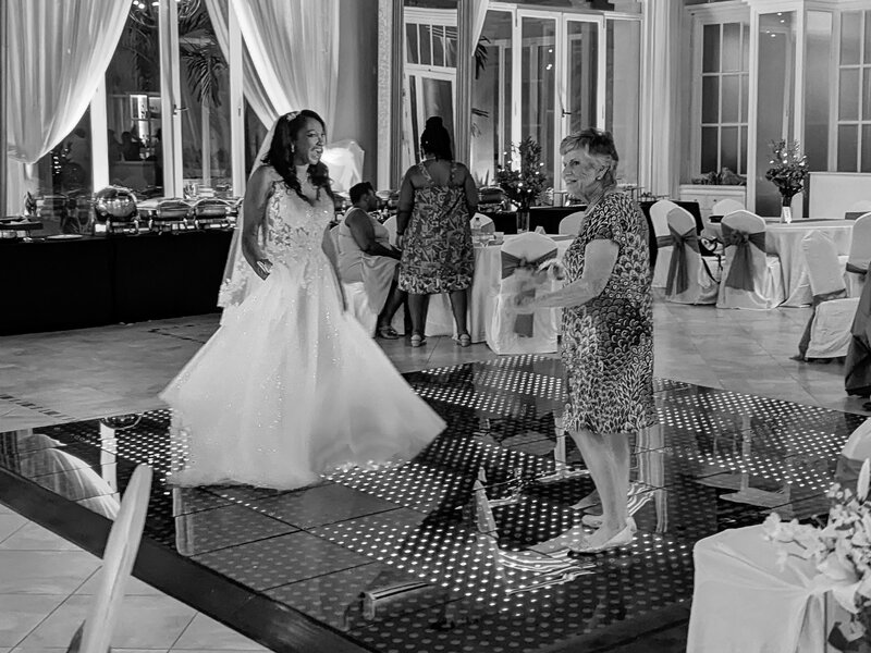 Bride and her mother in the dance floor