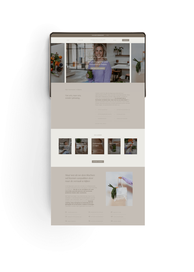 Showit website Hormonen in Balans