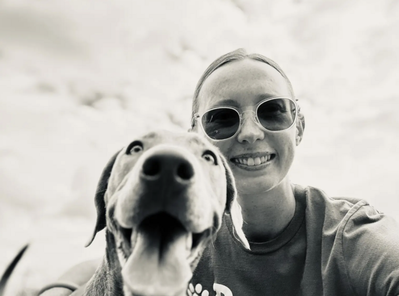 Leigha with a happy dog