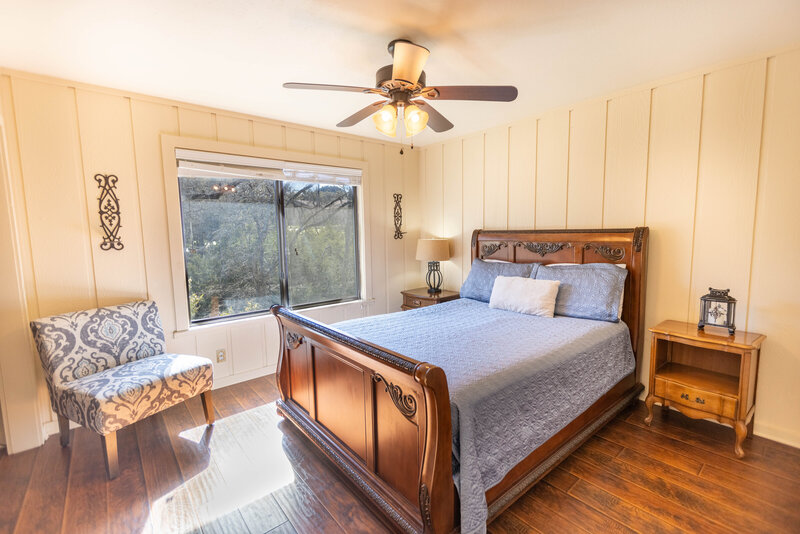 Bedroom in hotel cottage suites in wimberley texas