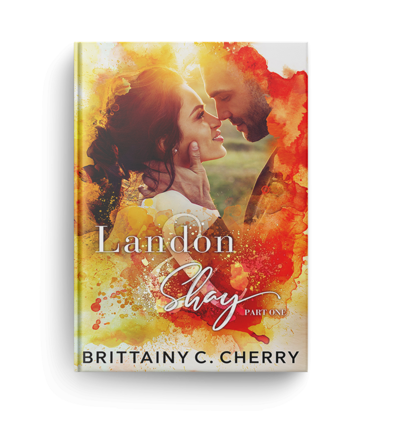 couple looking into each others eyes on landon and shay part one book cover by brittainy c cherry
