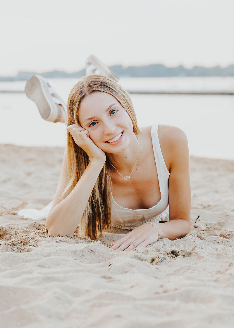 woman posing on beach