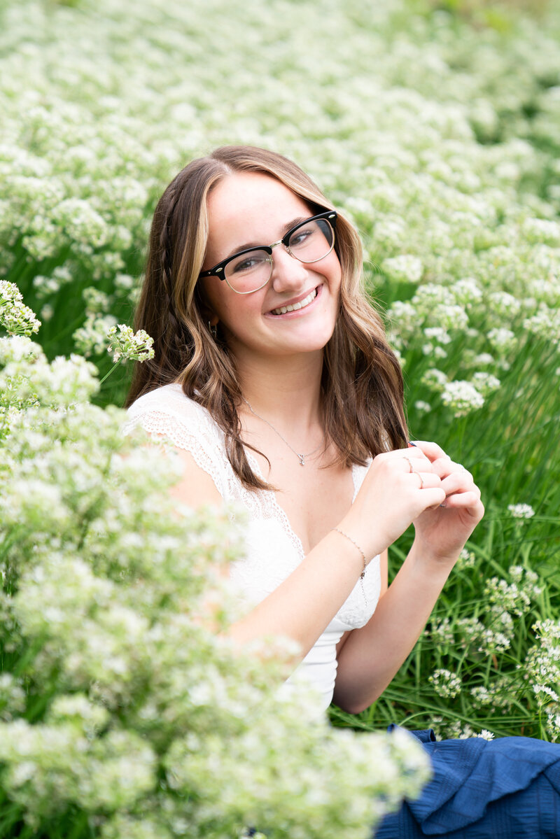 flower field senior pictures