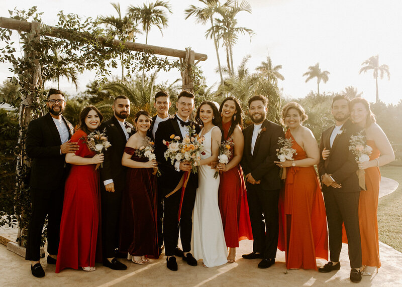 Bianca and Sebastian with their whole wedding party.