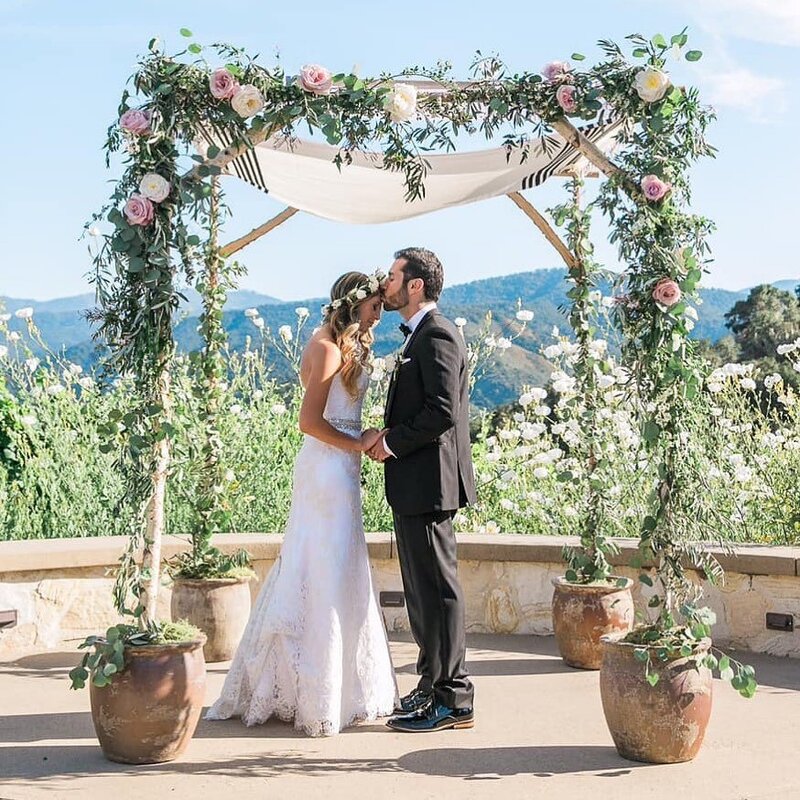 bride and groom kissing