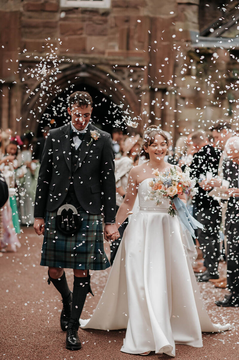 Confetti Shoot outside Herefordshire Cathedral