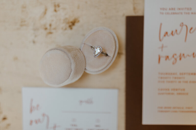 wedding ring and stationary at Redwoods National Forest elopement