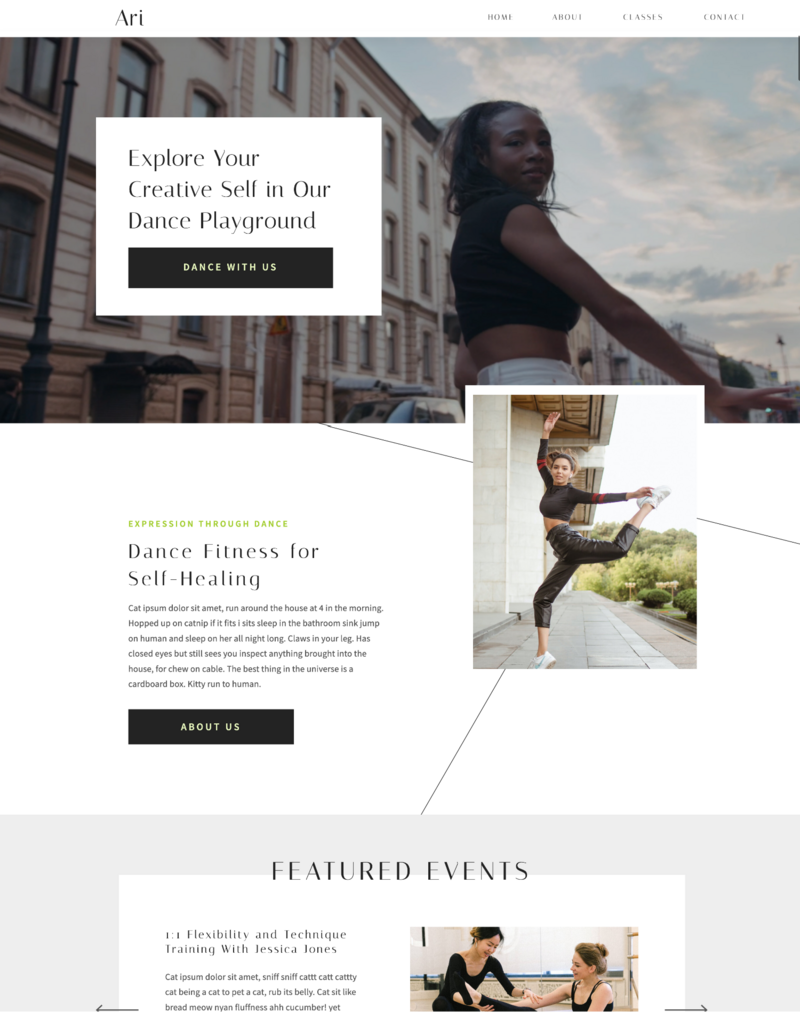 dance studio web design template