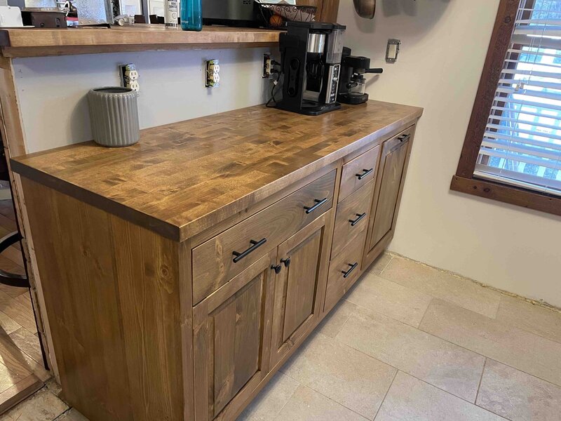 Custom kitchen cabinets with butchers block counter