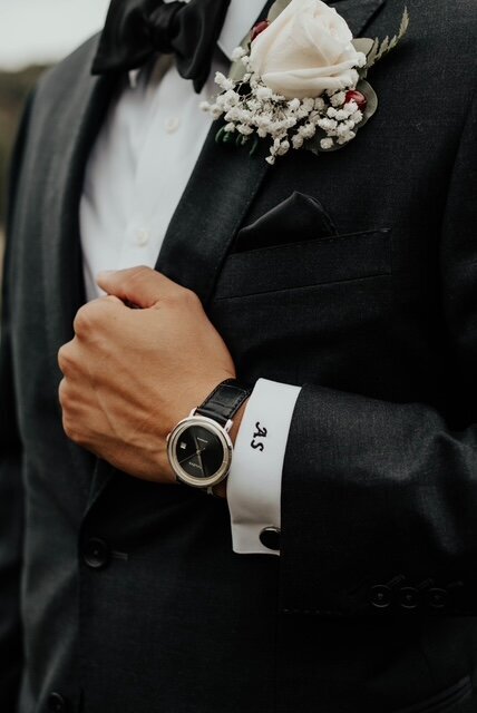 Charcoal Grey Custom Suit and Monogram Shirt