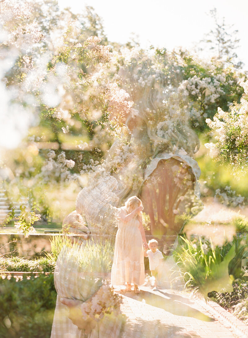 Triple exposure on film of expectant mom. Image by Raleigh maternity photographer A.J. Dunlap Photography.