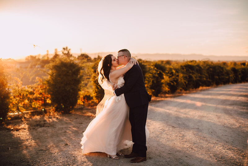 Bride and groom kiss in San Jos