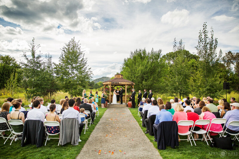 Couple get married in the Open Air Chapel at Chatfield Farms
