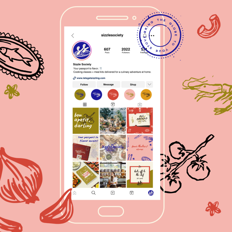 an energetic and natural feeling pet food brand consisting of an earthy and organic color palette and fun playful graphics is showcased through creative social media templates utilizing the brand values and showcasing how it would appear on instagram and across social media