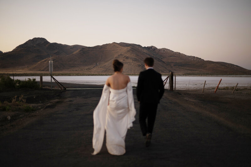 Utah Bonneville Salt Flats Elopement with bride and groom